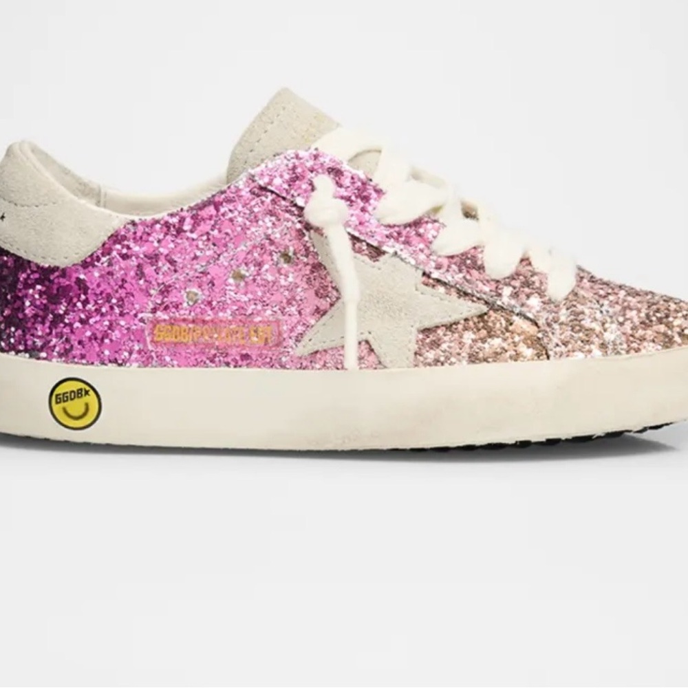 Golden Goose Kids Glitter Sneakers in Pink and Rose Gold